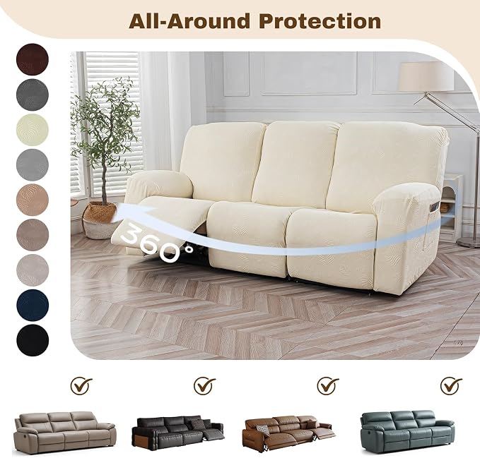 Gennia Recliner Sofa Covers 5 Pieces, Waterproof Sectional Couch Cover Stretch - Image 6