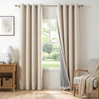100% Blackout Linen Textured Curtains 63 Inch Long, Oatmeal | 100% Blackout by 100BlackoutShield