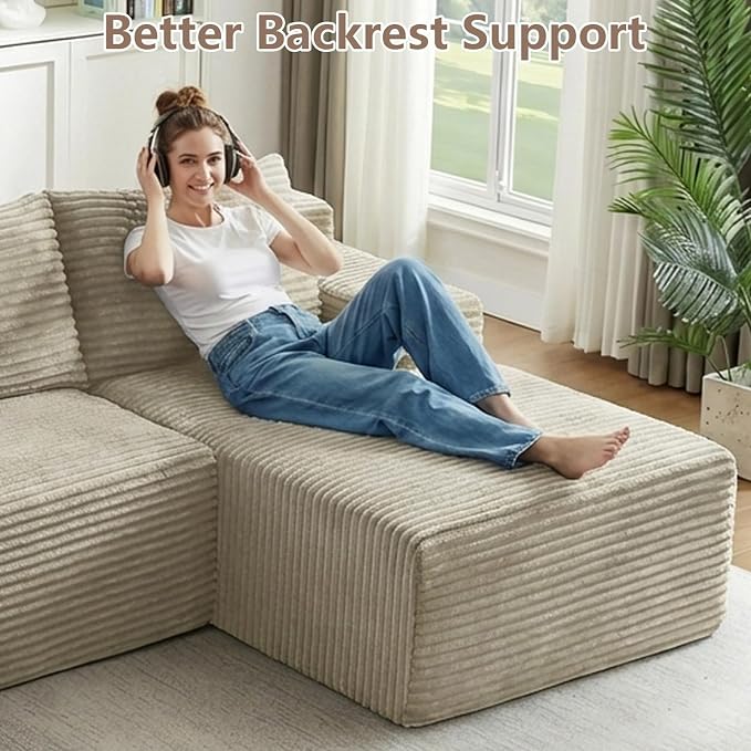 96" Cloud Sectional Couch U-Shaped Chaise - Image 4