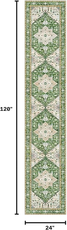 Yamaziot Washable Runner Rug, 2x10 Non-Slip Boho Hallway Kitchen Rug | Stain - Image 2