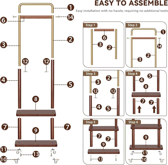 Taitiy Clothes Rack Solid Wood Coat Rack, - Image 6