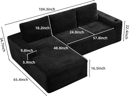 104" L Shaped Boneless Sectional Couches - Image 2