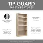 Bush Home Tall 5 Shelf Bookcase, 5 Tier Bookshelf Storage Cabinet - Image 7