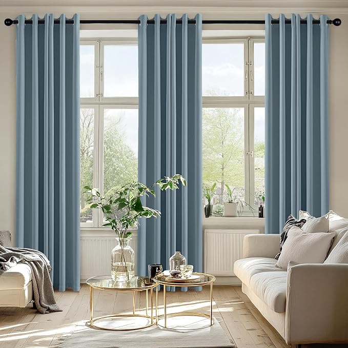 MIULEE Blackout Curtains for Bedroom 2 Panel 40 x 84 Inch Long Greyish Blue | - Image 6