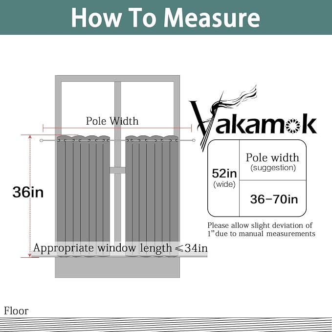Yakamok Navy Blue Room Darkening Window Curtains 52x36 Inch - Image 5