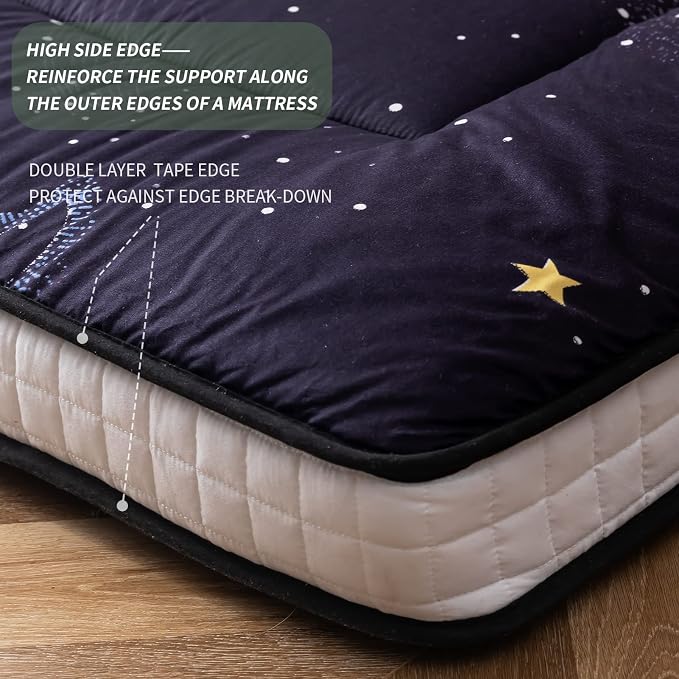 MAXYOYO Black Moon and Star Futon Mattress, Japanese Floor Mattress Quilted - Image 5