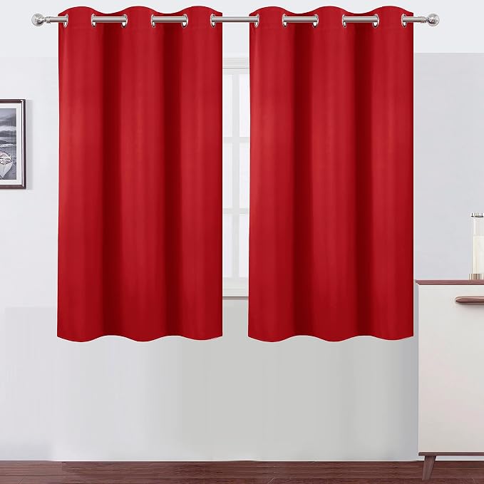 Blackout Curtains 38 x 54 inch/Bright Red Curtains Set of 2 Panels/Thermal by Lemomo