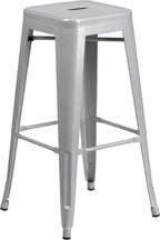 Flash Furniture Lily 4 Pack Commercial Grade 30" High Backless Silver Metal - Image 7