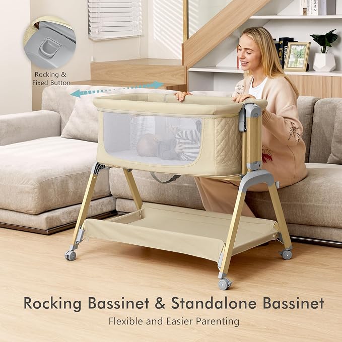 TotRun Bassinet Bedside Sleeper, Rocking Bassinets - Image 7