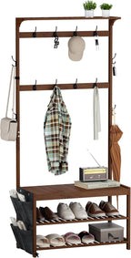 AMBIRD Hall Tree with bench and shoe storage, Entryway Bench with shoe storage - Image 7