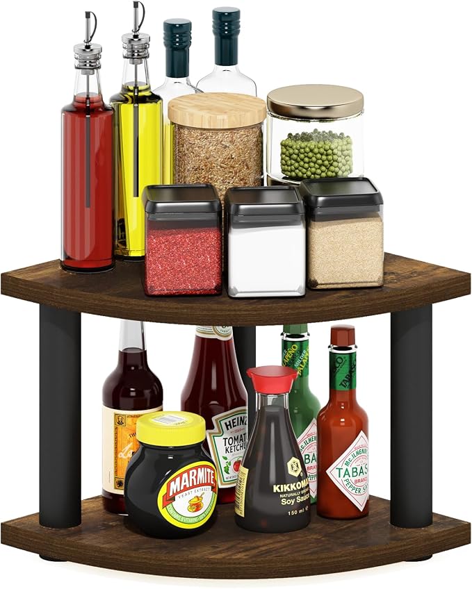 Furinno Turn-N-Tube Kitchen Countertop Organizer, 2-Tier Corner Countertop by Furinno-FitsYourSpaceFitsYourBudget