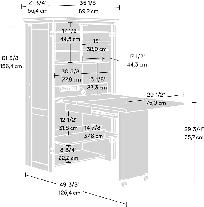 Sauder Miscellaneous Storage Craft & Sewing Armoire, L: 35.112" x W: 21.81" x - Image 3