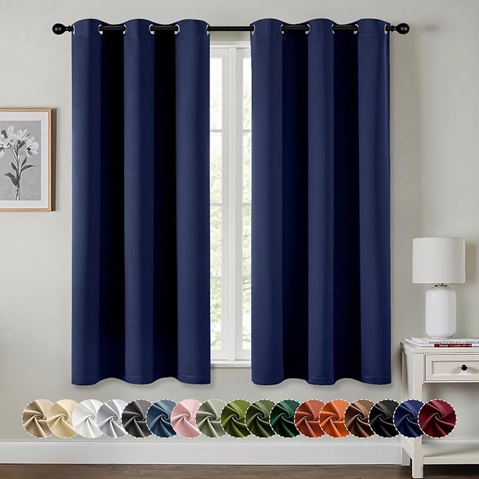 MIULEE Blackout Curtains for Bedroom 2 Panels 40 x 68 Inch Long Navy Blue | by MIULEE