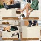 BelugaHelper Storage Ottoman Foot Rest Stool, Folding Leather Footstool Bench - Image 3