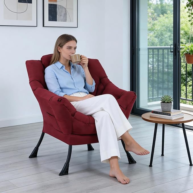 MBOOYOME Lazy Chair, Modern Soft Reading Chair Accent Contemporary Sofa Chair - Image 2