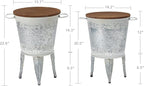 RUSTOWN Farmhouse Accent End Table, Rustic Antique Galvanized Side Coffee or - Image 3