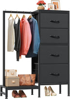 HIGDBFE Dresser with Hanging Rack, 4 Drawers Small Closet by HIGDBFE