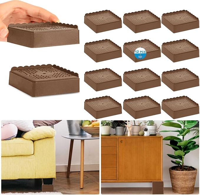 Bed Risers 1 inch, 2 inch, 3 inch, 4 inch Heavy Duty, Adjustable Furniture Riser by EGTTGIN