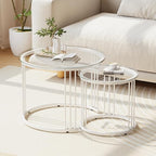 Garden 4 you Nesting Coffee Table, 23.6" Round Coffee Table Set of 2, Glass by Garden4you