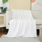 Christmas White Fleece Plush Throw Blanket 60"x80"for Couch Sofa Fuzzy Cozy | by JIAHANNHA