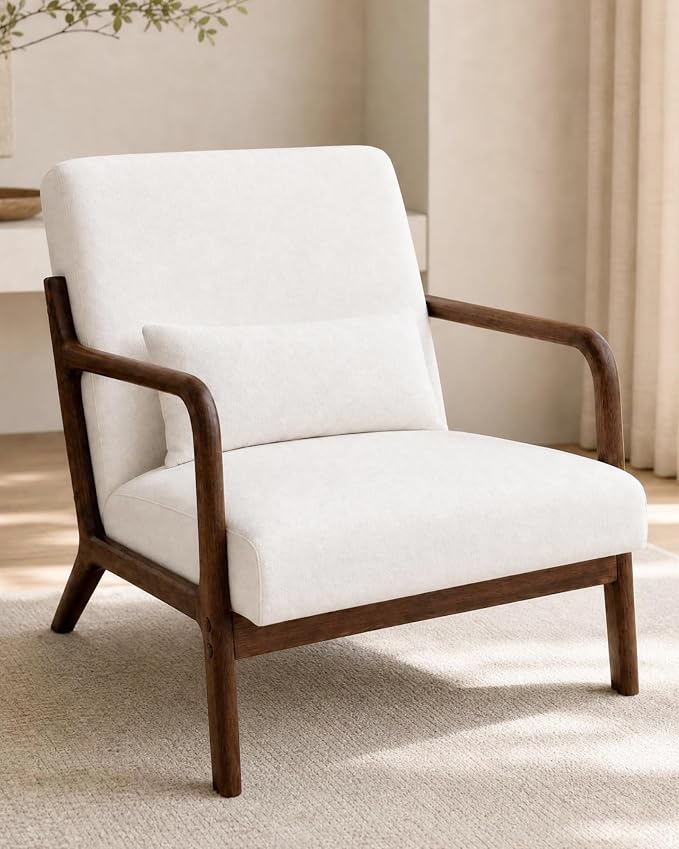 Garvee Mid-Century Chenille Accent Chair, Cozy Reading Chair, Modern Lounge by Garvee