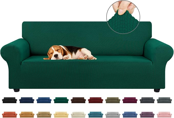 Stretch Couch Covers for Sofa, 3 Cushion Couch Slipcover, Hunter | 1-Piece by KEKUOU