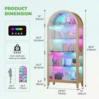 HNEBC Arched Book Shelf with Glass Doors, LED Bookcase with RGB Lights - Image 2