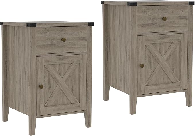 Betterhood Barnwood Rustic Farmhouse Nightstand, Side Table by Betterhood