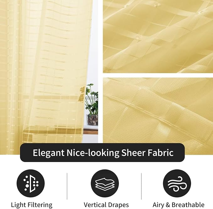 SpaceDresser Check Sheer Curtains 84 Inches Long - Image 4