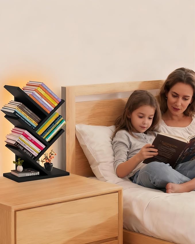 Godferyxin Bookshelf with Liting, Small Bookshelf LED and Desktop Book Shelf - Image 4