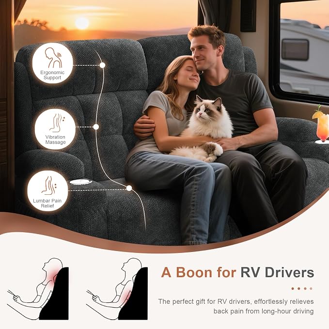 RV Loveseat Recliner Sofa, Wall Hugger Double Recliners - Image 6