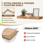 24x8x1.6 inch Floating Shelves Set of 2 – Solid Wood Rustic Oak Wall Mounted - Image 3