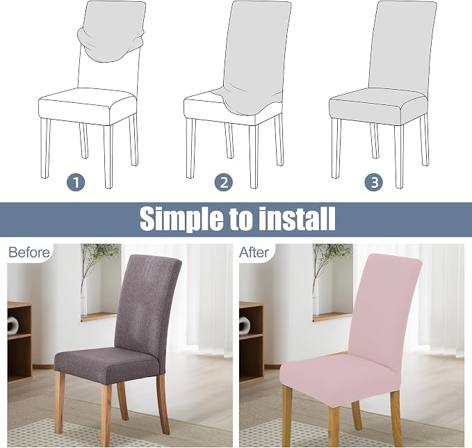 BIETYONE Stretch Dining Chair Covers Set of 4, Soft Removable Washable Kitchen - Image 4