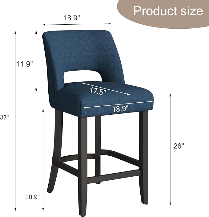 VKNOW Bar Stools Set of 6, Modern Counter Height Bar Stools - Image 2
