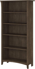 Bush Home Salinas 5 Shelf Bookcase in Ash Brown, Tall Bookshelf, Large Book - Image 8