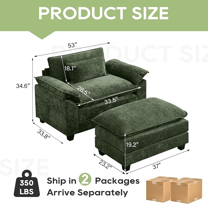 Oprisen 53" Modular Sectional Sofa, Comfy Cloud Couch Sectional Sofa - Image 2