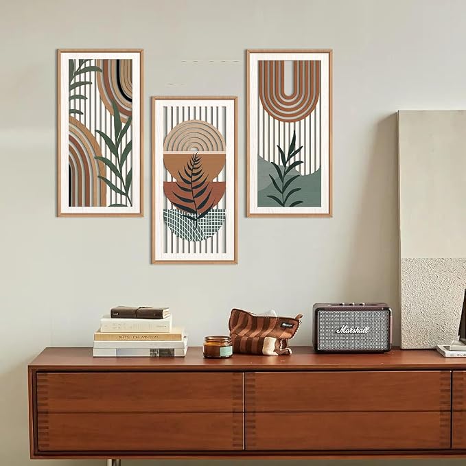 IARTTOP Boho Wood Wall Art Framed 8x16 Inch Set of 3 Mid-century Modern - Image 5