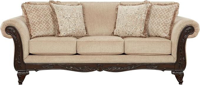 Hernen Carved Wood Frame Sofa - Image 8