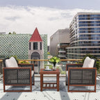 Tangkula 3 Pieces Patio Wicker Furniture Set, Rattan Outdoor Sofa Set - Image 3