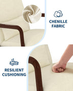 Garvee Mid-Century Chenille Accent Chair Set of 2, Cozy Reading Chair, Modern - Image 3