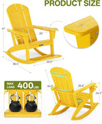 Outdoor Oversized Adirondack Rocking Chairs, All Weather HDPE Patio Rocking - Image 2