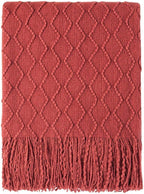 BOURINA Rust Throw Blanket 50x60 Inches Throw Textured Solid Soft Sofa Throw by BOURINA