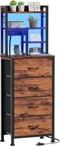 Furnulem Tall Night Stand, LED Nightstand by Furnulem
