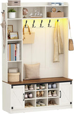 Hzuaneri 47.2" Hall Tree, LED Farmhouse Entryway Storage and Coat Rack Wood - Image 9