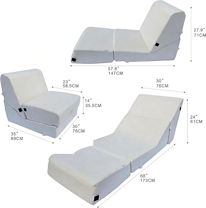 jela Luxury Indoor Chaise Lounge, Foldable Sofa Bed Chair - Image 2