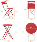 GarveeLife 3 Piece Patio Bistro Set, Folding Patio Bistro Table and Chairs Set - Image 8