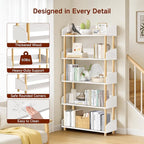 5-Tier Wooden Bookshelf, Modern Open Bookcase - Image 4