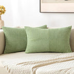 MIULEE Sage Green Decorative Lumbar Throw Pillow Covers 12x20 Inch 2 Pack | by MIULEE