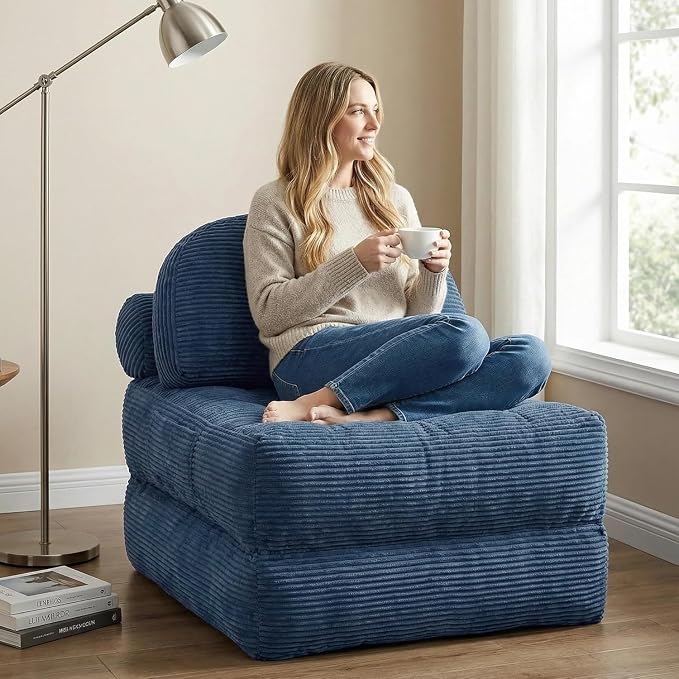 Convertible Corduroy Floor Sofa, 3-in-1 Folding Lazy Sofa Bed - Image 5
