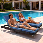 HOMREST Outdoor Chaise Lounge Chair Set of 2, Patio Wicker Lounge Chairs - Image 5